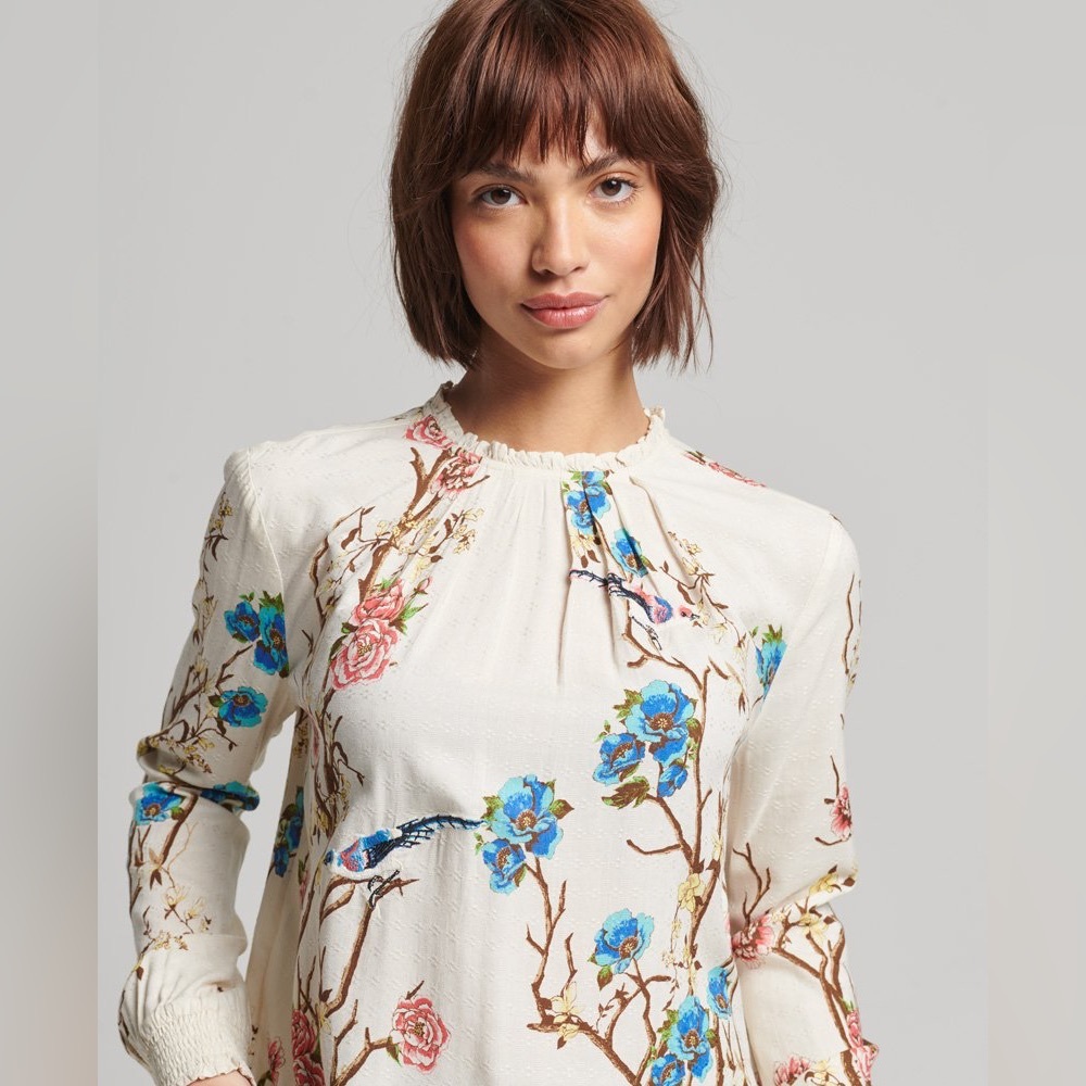 Superdry Long Sleeve Woven Embroidered Top